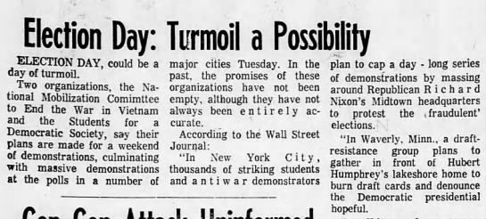 Election Day: Turmoil a Possibility